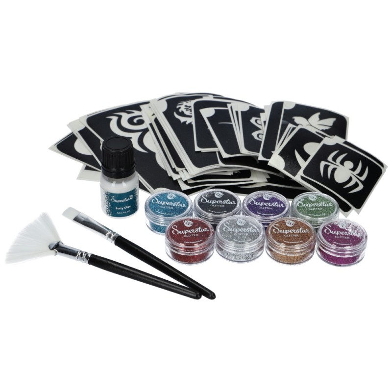 Glittertattoo Set Big Party | Complete glittertattoo set