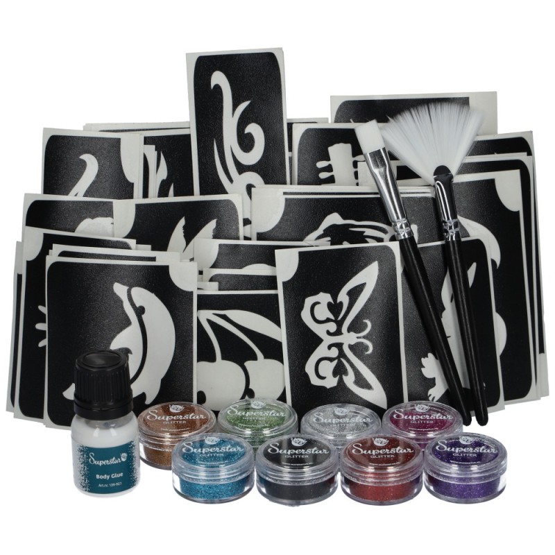 Glittertattoo Set Big Party | Complete glittertattoo set