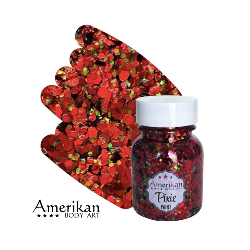 Pixie Paint Glittergel |  Drop Dead Red 30 gr | Voor huid & haar | uit voorraad leverbaar