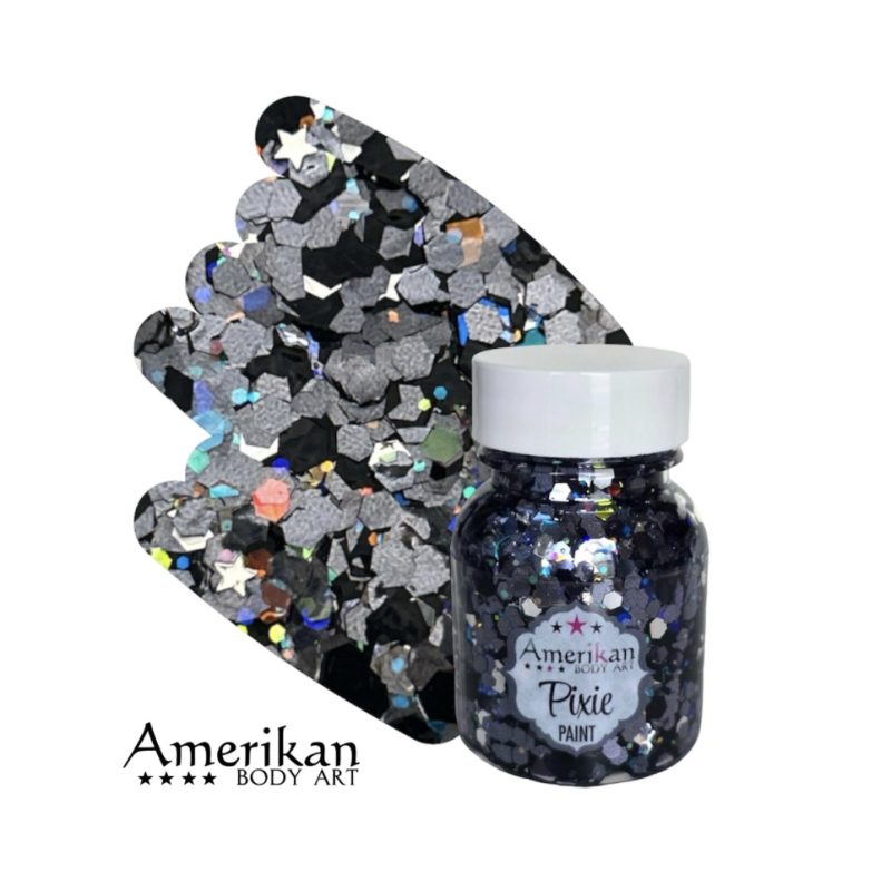 Pixie Paint Glittergel | Rockstar Grey 30gr. | Voor huid & haar | uit voorraad leverbaar