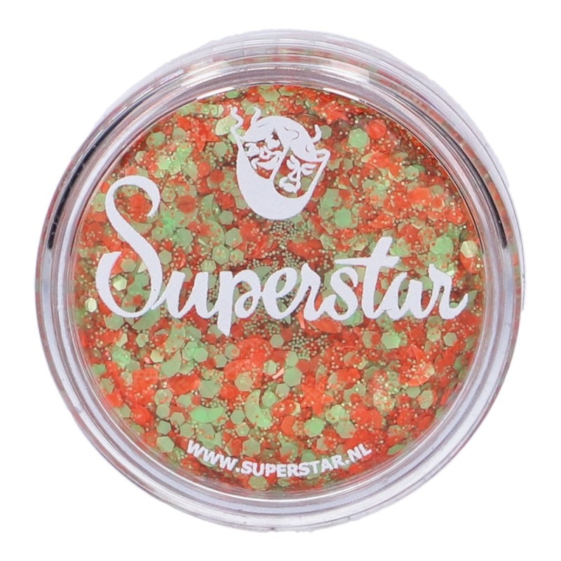 Superstar Cosmetische Glitter | Chunky Glitter Cream | Orange Green Kruikenstad 10ml